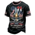 thumbnail image 1 of Never Forget 9/11 25th Anniversary Men's T-Shirt - Vintage Style Memorial Graphic Tee with Crew Neck for Everyday Commemorative Wear Blue M, 1 of 3