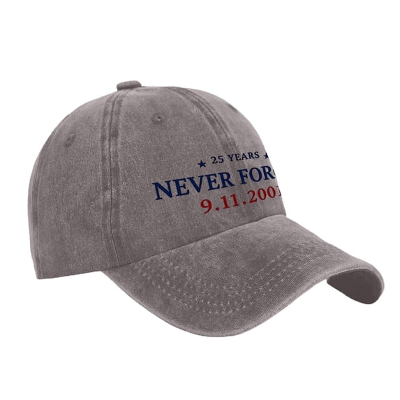 Never Forget 9/11 Anniversary Baseball Hat for Men Women, Unisex Vintage Cap with Embroidered Text Detail, Adjustable Curved Brim Casual Dad Hat for Everyday Wear Brown