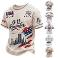 thumbnail image 1 of Never Forget 911 Memorial Shirt 9/11 25th Anniversary American Flag T Shirt Patriotic Short Sleeve Patriotic Tee Tops for Men, 1 of 4
