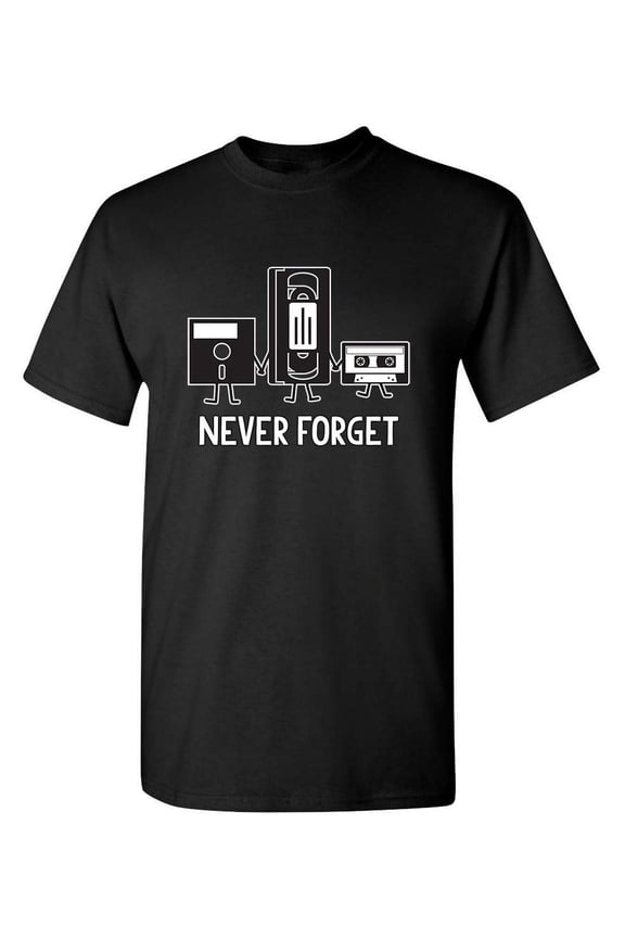 Never Forget Cassette Tape VHS Gamer Old School Mens Very Funny T Shirt