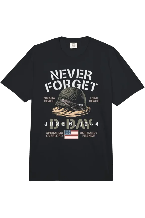 Never Forget D-Day June 6, 1944 USA Omaha Utah Beach Helmet Comfort Colors Adult Heavyweight T-Shirt
