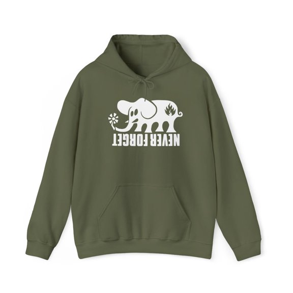 Never Forget Elephant Black Label Design Skateboards Skate Hoodie Sweatshirt  - L / Military Green