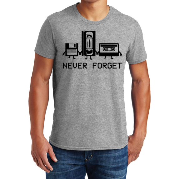 Never Forget Funny T Shirt for Men, Audio Cassette Adult Humor Mens Graphic Novelty Sarcastic T-Shirt