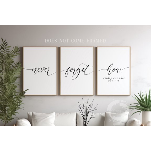 Never Forget How Wildly Capable You Are Motivational Quote Poster Print Set 3