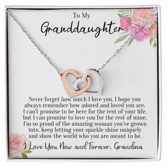 Never Forget Necklace Granddaughter Graduation Birthday Present For Woman, Multi Interlocking Heart Necklace
