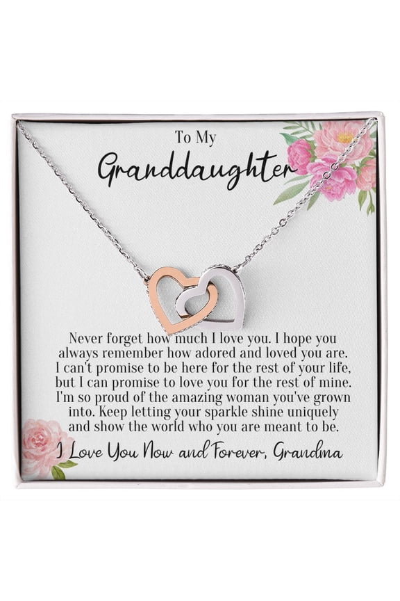 Never Forget Necklace Granddaughter Graduation Birthday Present For Woman, Multi Interlocking Heart Necklace