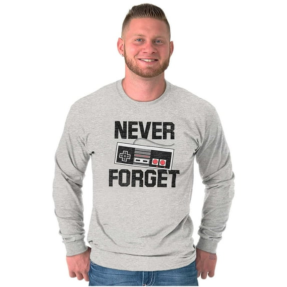 Never Forget Old School Video Gamer Long Sleeve TShirt Men Women Brisco Brands M