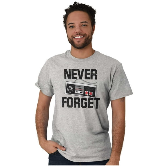 Never Forget Old School Video Gamer Men's Graphic T Shirt Tees Brisco Brands M