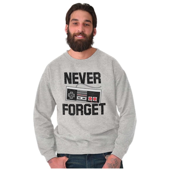 Never Forget Old School Video Gamer Sweatshirt for Men or Women Brisco Brands X