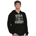 thumbnail image 1 of Never Forget Old School Video Gamer Unisex Fleece Graphic Zip Up Hoodie Brisco Brands 2X, 1 of 5