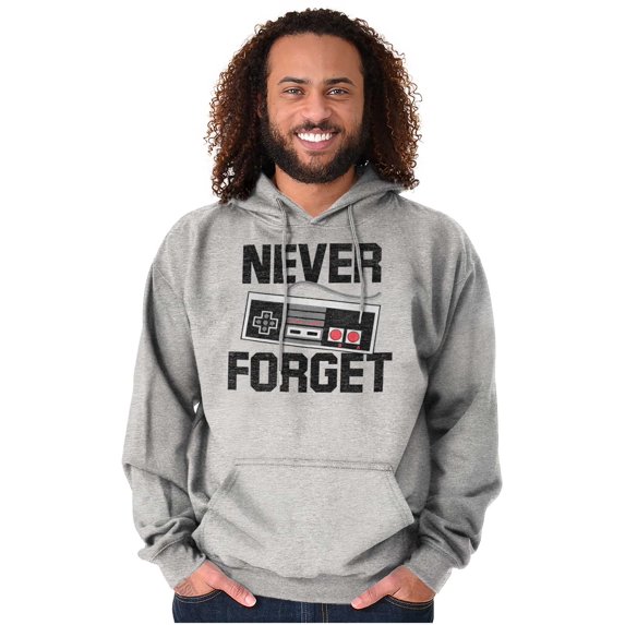 Never Forget Old School Video Gamer Unisex Plus Fleece Graphic Hoodie Brisco Brands 4X