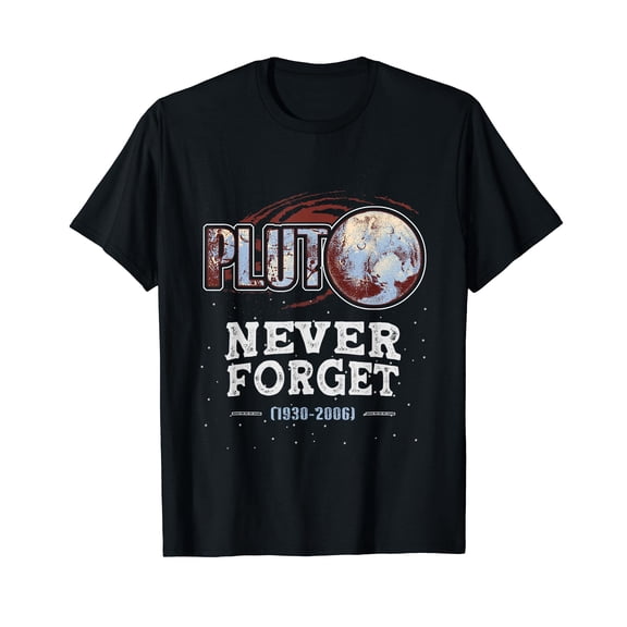 Never Forget Pluto Shirt for Men Women Retro Style Funny Space Science T-Shirt