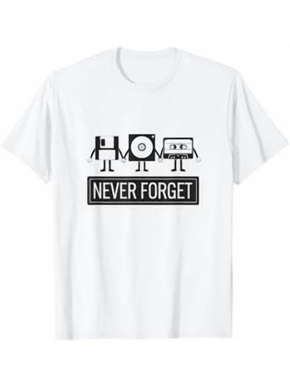 Never Forget Retro Tech Floppy Cassette Funny Vintage Geek T-Shirt