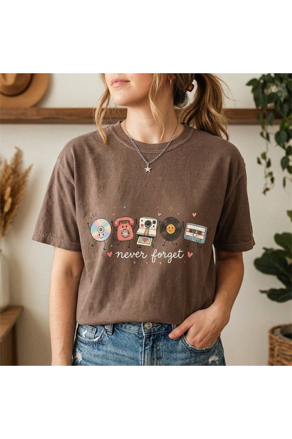 Never Forget Retro Tech Graphic Tee - Funny Cassette & Floppy Disk T-Shirt