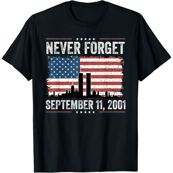 Never Forget September 11 2001 Memorial DayAmerican Flag T-Shirt100% cotton