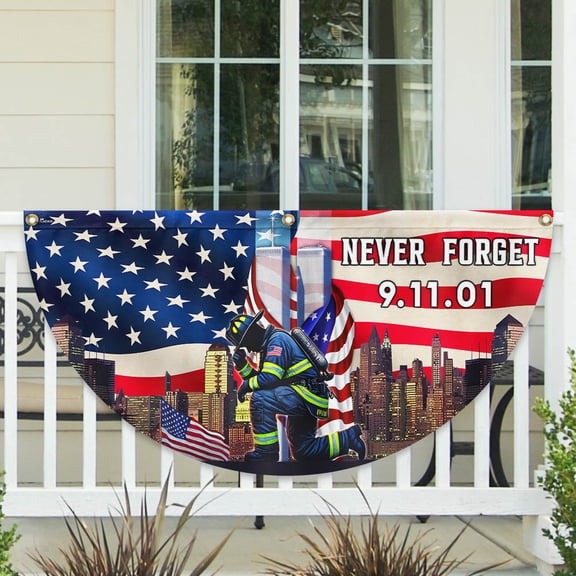 Never Forget September 11 Patriot Day 911 Memorial Fan Flag 18x36in