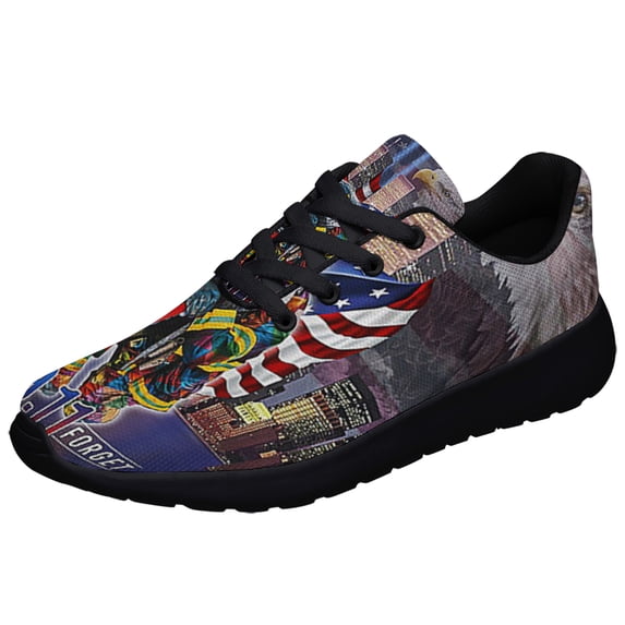 Never Forget September 11th American flag Shoes Sneakers Black Size 7.5