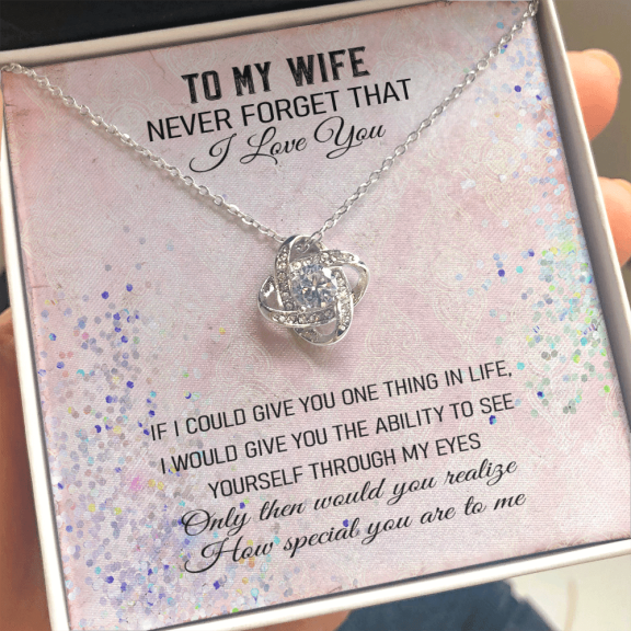Never Forget That I Love You - Love Knot Necklace Message Card