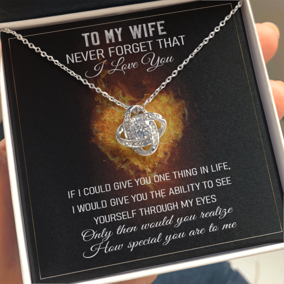 Never Forget That I Love You - Love Knot Necklace Message Card