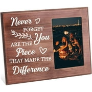 Never Forget That You Are The Piece That Made The Difference Picture Frame 4x6 inch Motivational Photo Frame Hanging/Tabletop Wooden Retirement Going Away Gift Frame for Coworker Friends