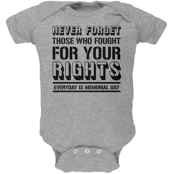 Never Forget Those Who Fought For Your Rights Military Soft Baby One Piece Heather 9-12 M