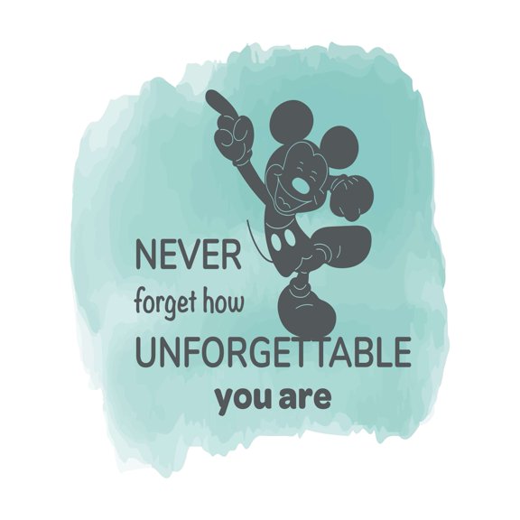 Never Forget How Unforgettable U Are Motivational Quote Watercolor Kids Wall Decal Wall Art Sticker Designs Vinyl Stickers For Home House Walls Rooms Windows Bedroom Decoration Size (12x12 inch)