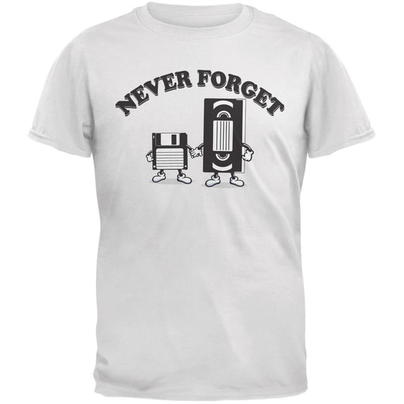 Never Forget VHS Floppy Disk White Adult T-Shirt - Small