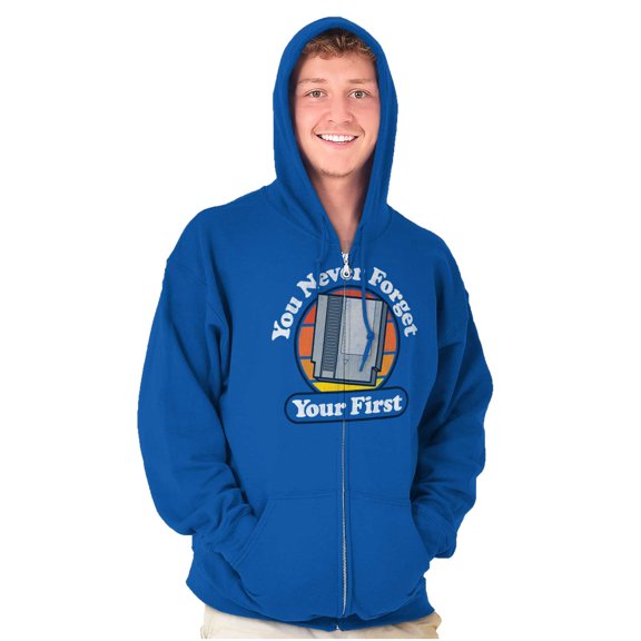 Never Forget Your 1st Old Video Gamer Unisex Fleece Graphic Zip Up Hoodie Brisco Brands 5X
