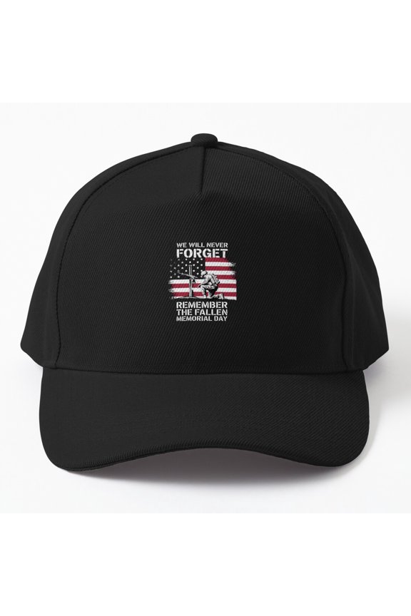 Never Forget the Fallen Baseball Hat, Memorial Day Remembrance Statement Design, Classic Cap