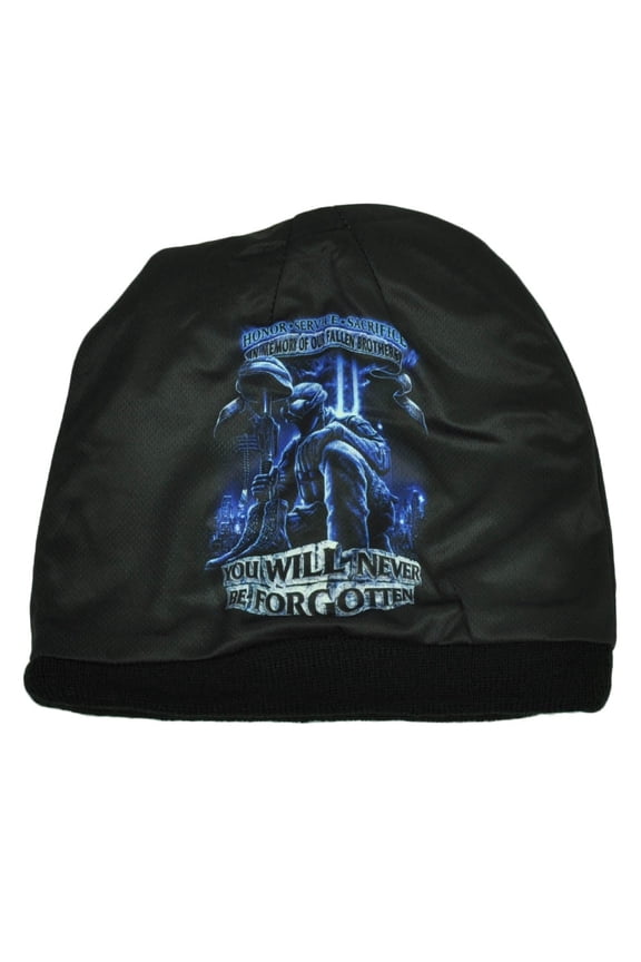 Never Forgotten in Memory of Our Fallen Brothers Knit Beanie Sublimated Military