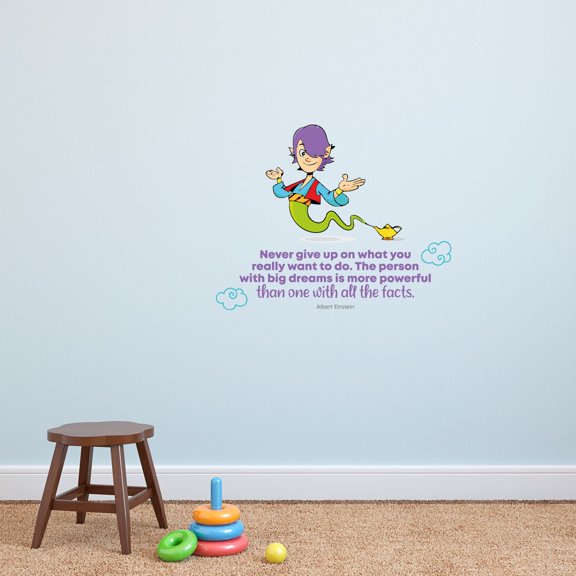 Never Give Up Genie Aladdin Quote Cartoon Quotes Decors Wall Sticker Art Design Decal for Girls Boys Kids Room Bedroom Nursery Kindergarten Home Decor Stickers Wall Art Vinyl Decoration (27x30 inch)
