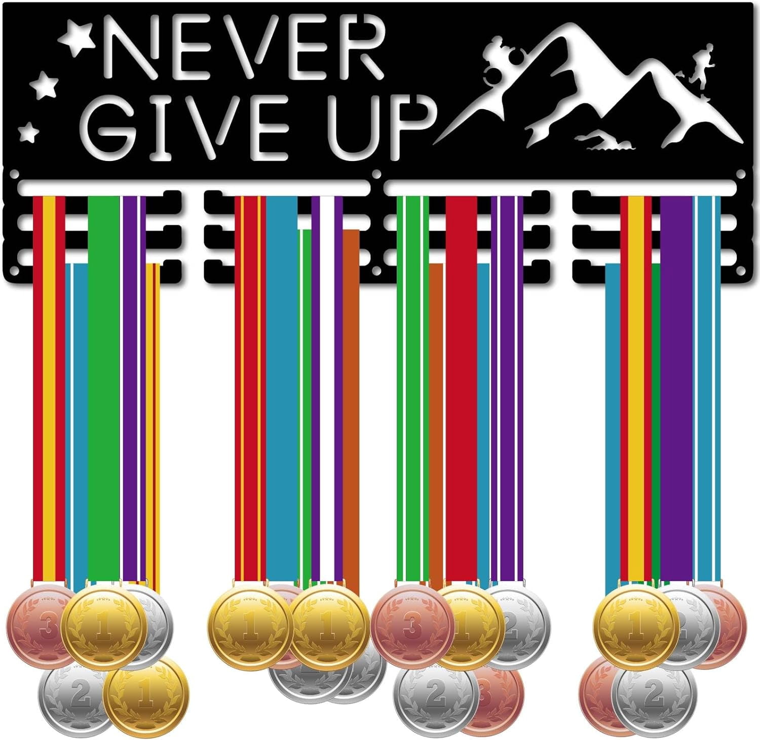 1Set Never Give Up Medal Holder Display Sports Medal Hanger Display - View #8