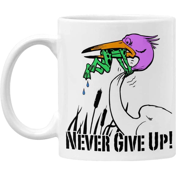 Never Give Up Coffee Mug - Daily Reminder to NEVER GIVE UP on yourself - Inspirational Coffee Mug - Funny Gag Gift Motivational Message - Microwave and Dishwasher Safe - By corp, White