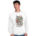 thumbnail image 1 of Never Give Up Fight Skull Tattoo Plus Size Long Sleeve Graphic Tee Shirt Brisco Brands 2X, 1 of 5