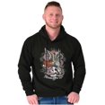 thumbnail image 1 of Never Give Up Fight Skull Tattoo Unisex Plus Fleece Graphic Hoodie Brisco Brands 5X, 1 of 5