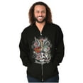 thumbnail image 1 of Never Give Up Fight Skull Tattoo Unisex Fleece Graphic Zip Up Hoodie Brisco Brands 5X, 1 of 5