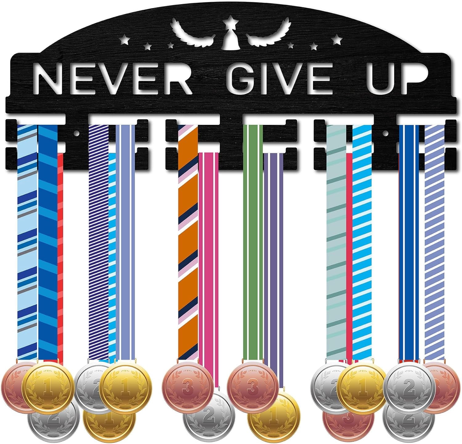 1Set Never Give Up Medal Holder Display Sports Medal Hanger Display - View #3