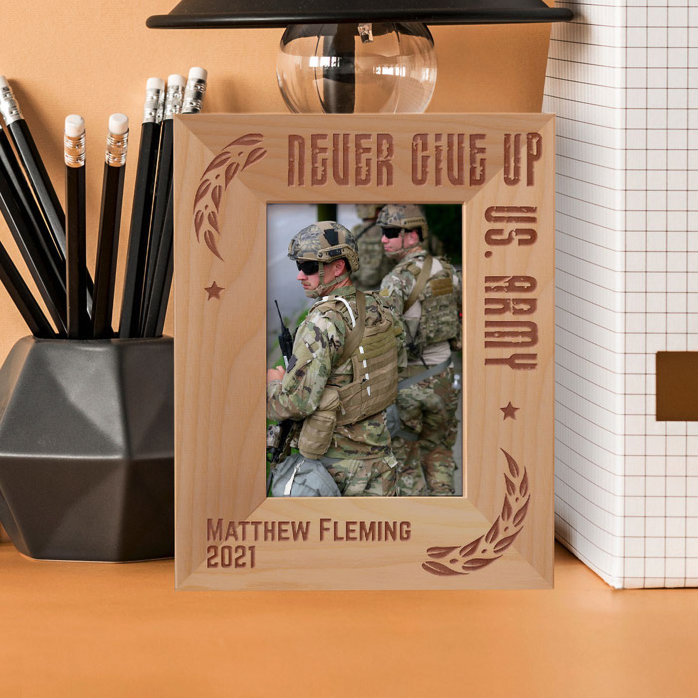 Never Give Up Personalized Wooden Frame 3 1/2