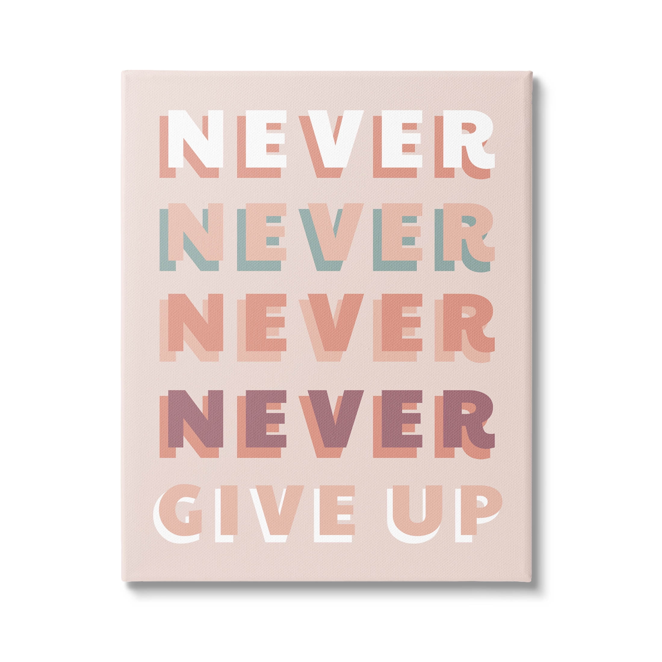 Never Give Up Retro Words Inspirational Graphic Art Gallery Wrapped Canvas Print Wall Art