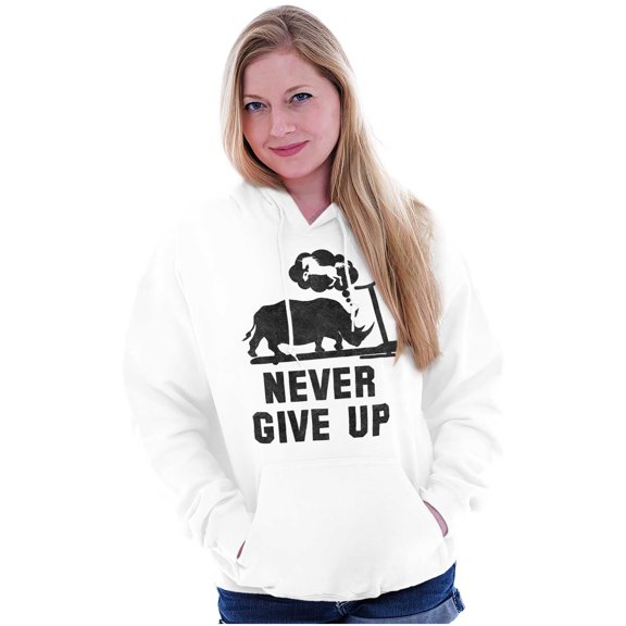 Never Give Up Rhino to Unicorn Gym Hoodie Sweatshirt Women Men Brisco Brands S
