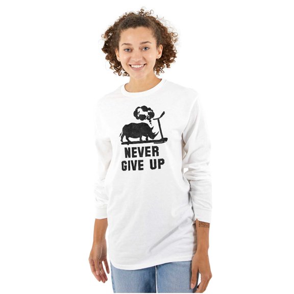 Never Give Up Rhino to Unicorn Gym Long Sleeve TShirt Men Women Brisco Brands S