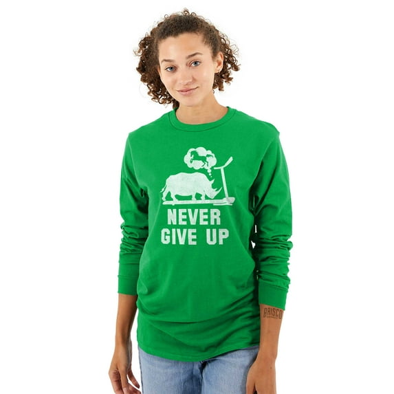 Never Give Up Rhino to Unicorn Gym Long Sleeve TShirt Men Women Brisco Brands S