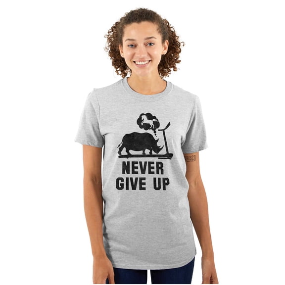 Never Give Up Rhino to Unicorn Gym Men's Graphic T Shirt Tees Brisco Brands S