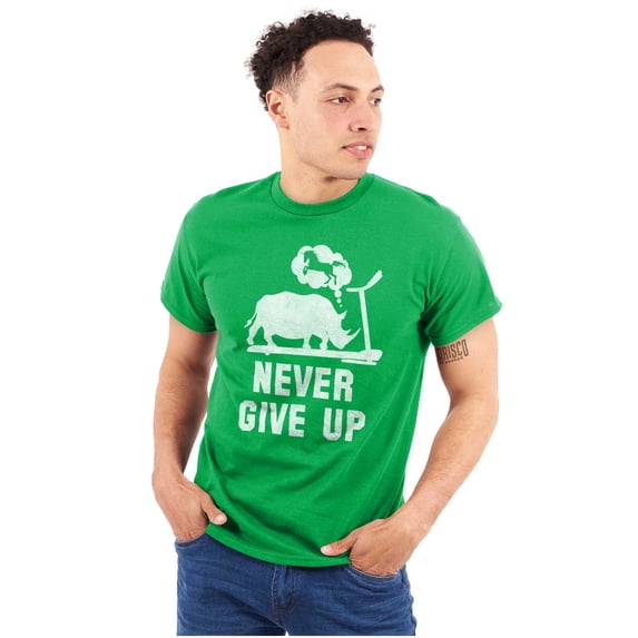 Never Give Up Rhino to Unicorn Gym Plus Size Crewneck Graphic Tee Shirt Brisco Brands 4X
