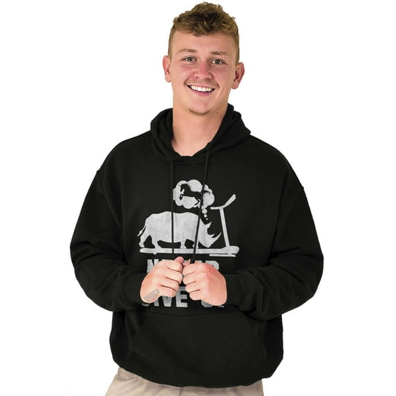 Never Give Up Rhino to Unicorn Gym Unisex Plus Fleece Graphic Hoodie Brisco Brands 2X