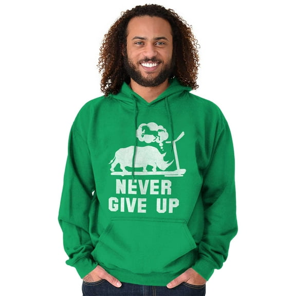 Never Give Up Rhino to Unicorn Gym Unisex Plus Fleece Graphic Hoodie Brisco Brands 3X