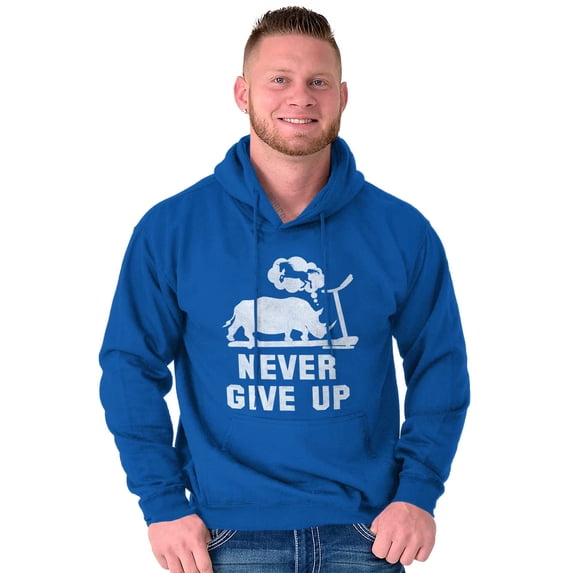 Never Give Up Rhino to Unicorn Gym Unisex Plus Size Hoodie Brisco Brands 2X