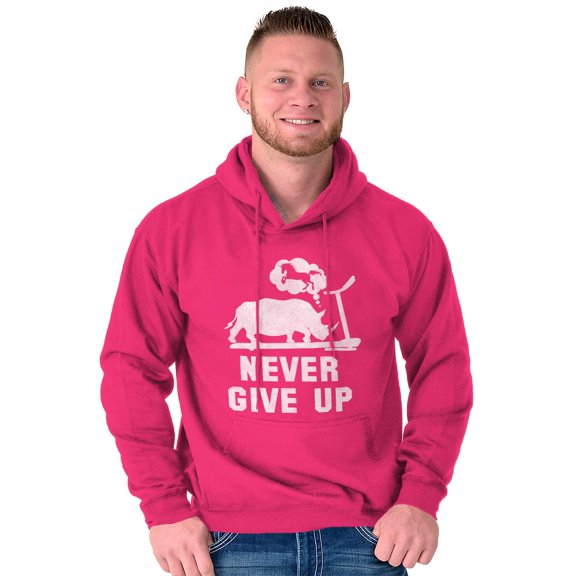 Never Give Up Rhino to Unicorn Gym Unisex Plus Fleece Graphic Hoodie Brisco Brands 2X