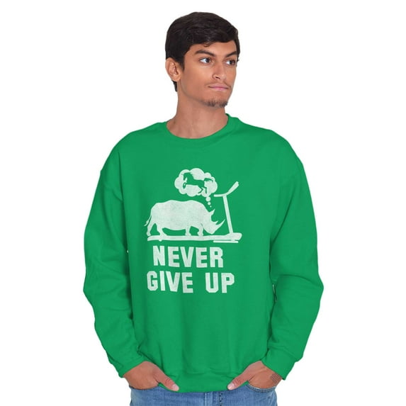 Never Give Up Rhino to Unicorn Gym Unisex Plus Fleece Graphic Sweatshirt Brisco Brands 2X