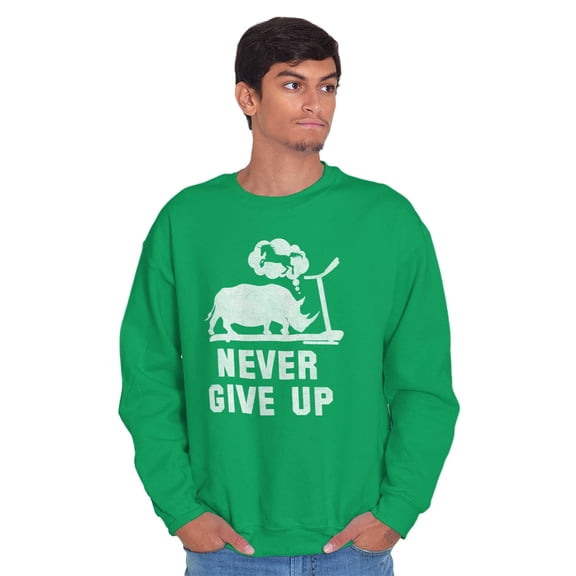 Never Give Up Rhino to Unicorn Gym Unisex Plus Fleece Graphic Sweatshirt Brisco Brands 3X
